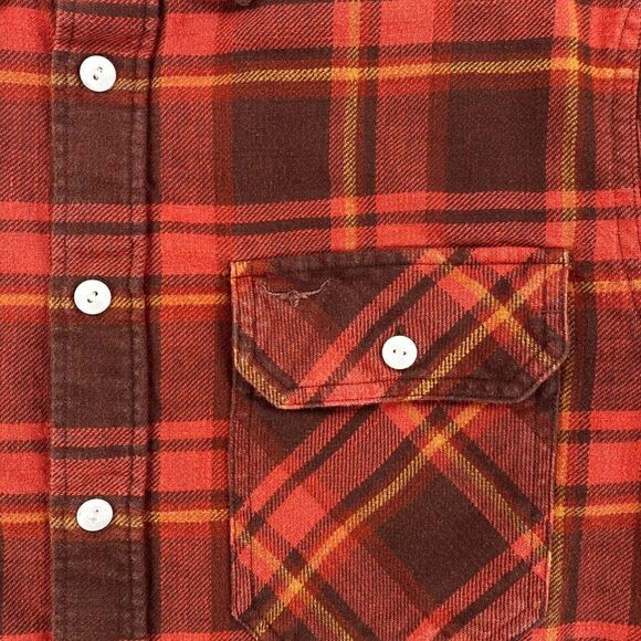 R.M. Williams Shirt Mens Small Red Orange Plaid Flannel Work Shirt Outdoor - Picture 6 of 12